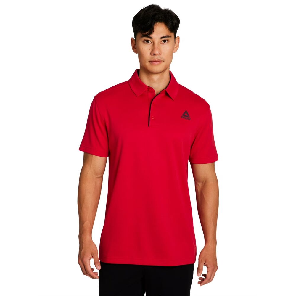 Men's Reebok Dazzling Red Short Sleeve Performance Polo Shirt Size XL